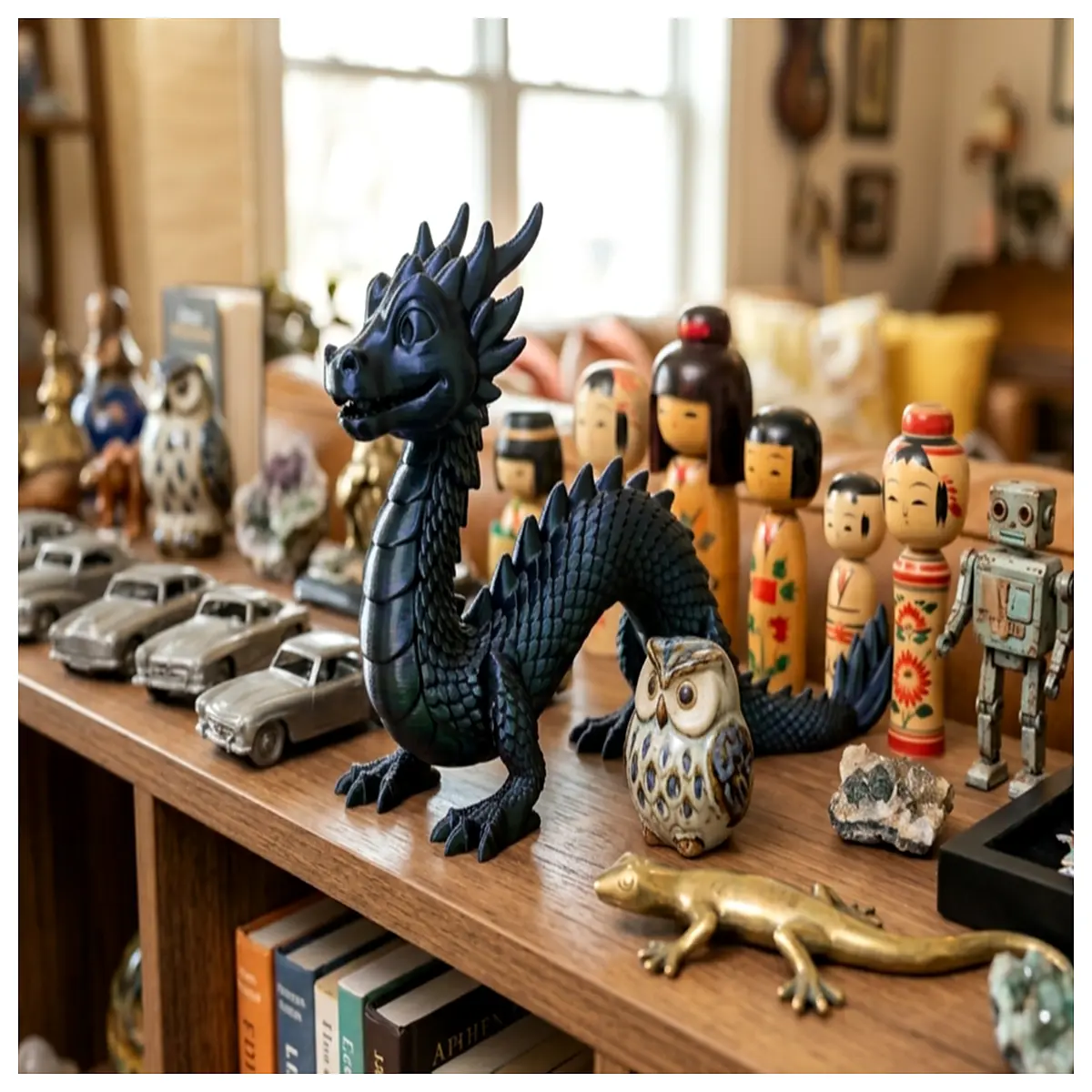 minimalist dragon desk decor modern statue for office shelf aesthetic desktop companion figurine coworkers