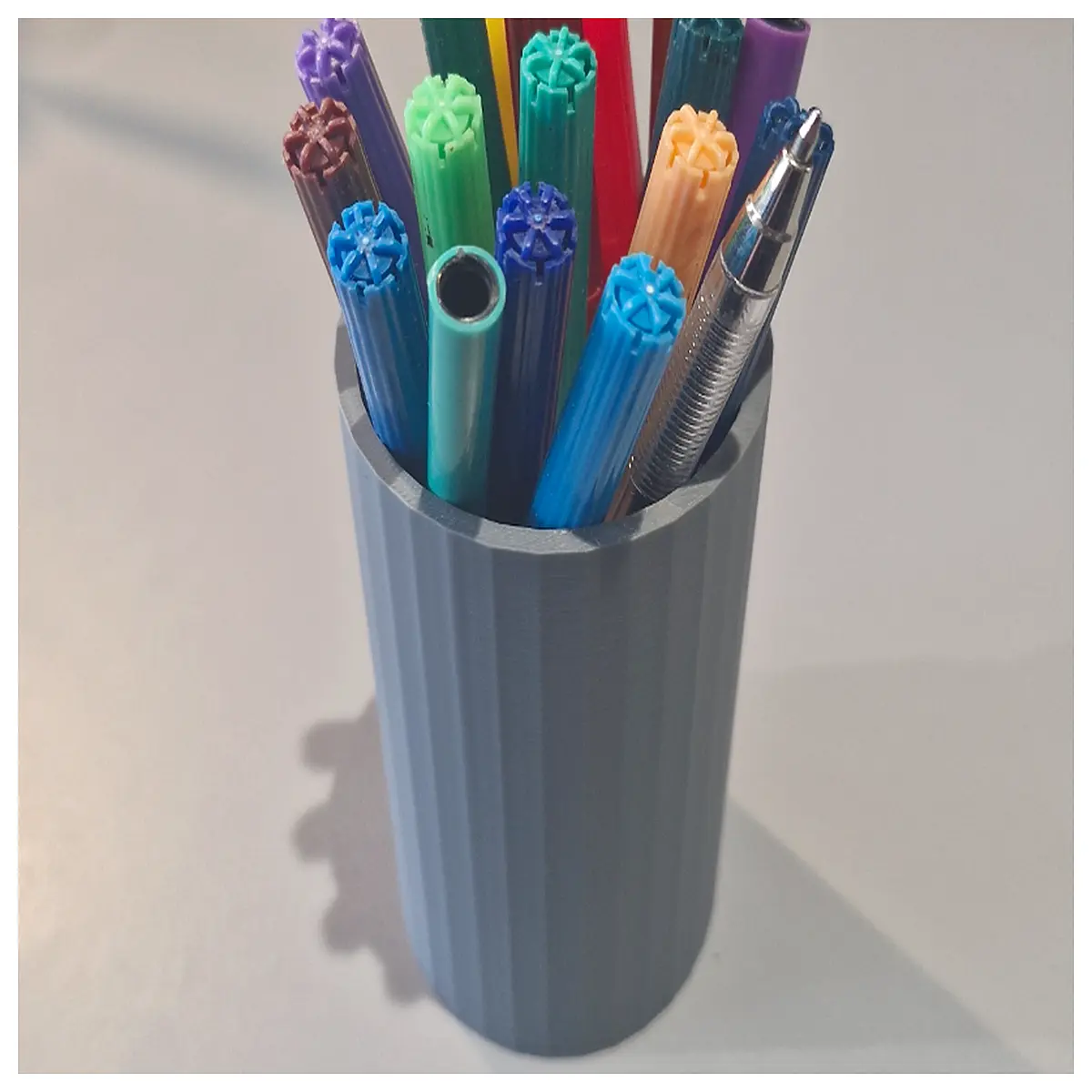 modern slotted pen holder desktop organizer no needed sleek metal pencil cup