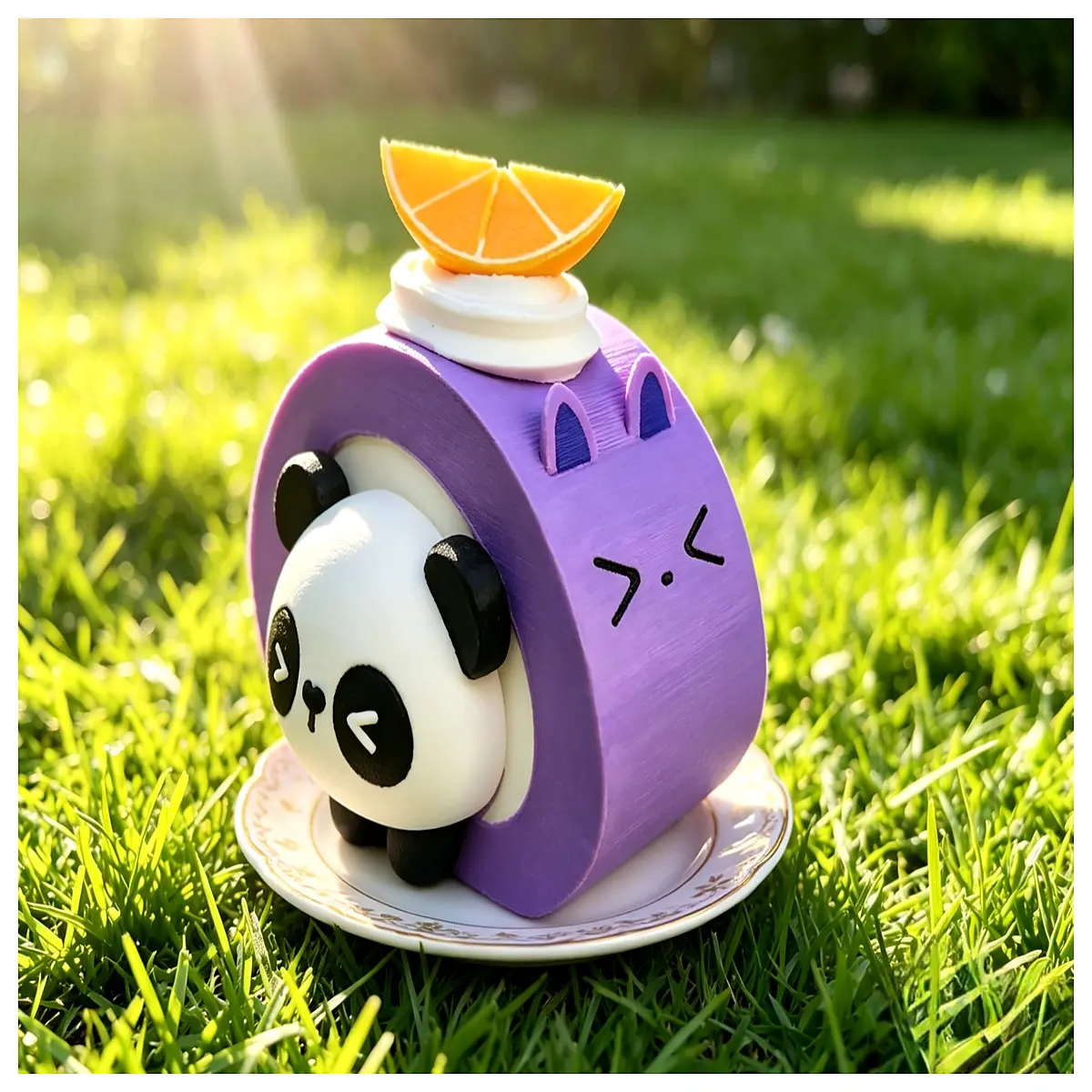 cute panda figurine swiss roll cake style desk decoration animal toy for kids room office shelf