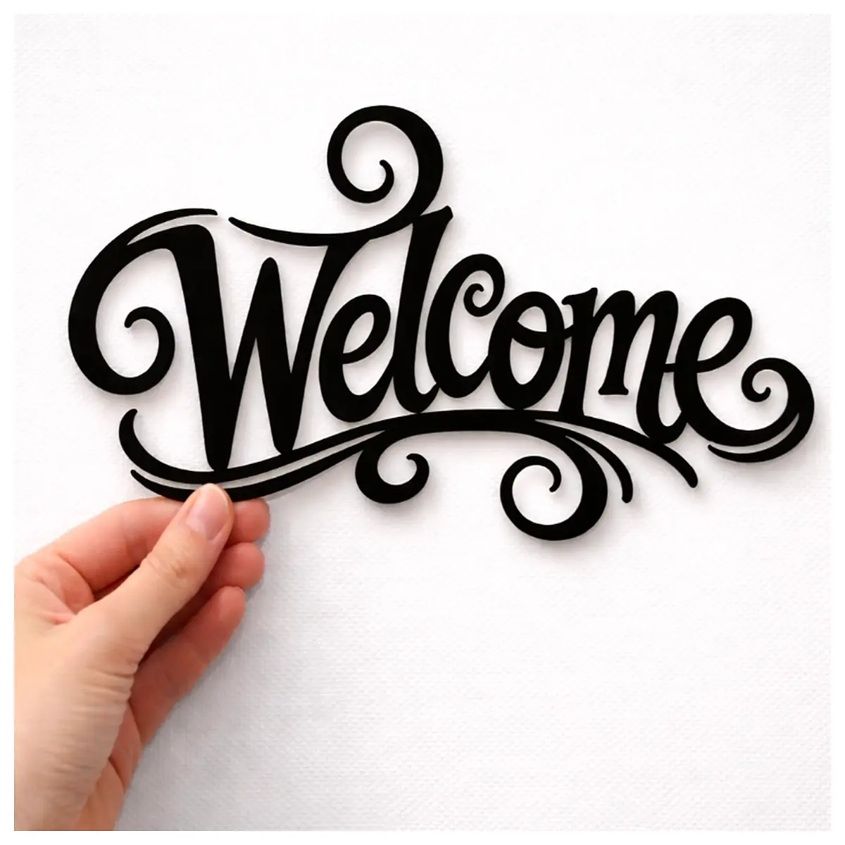 welcome wall art elegant decorative plaque modern entryway decor stylish housewarming gift home accent piece