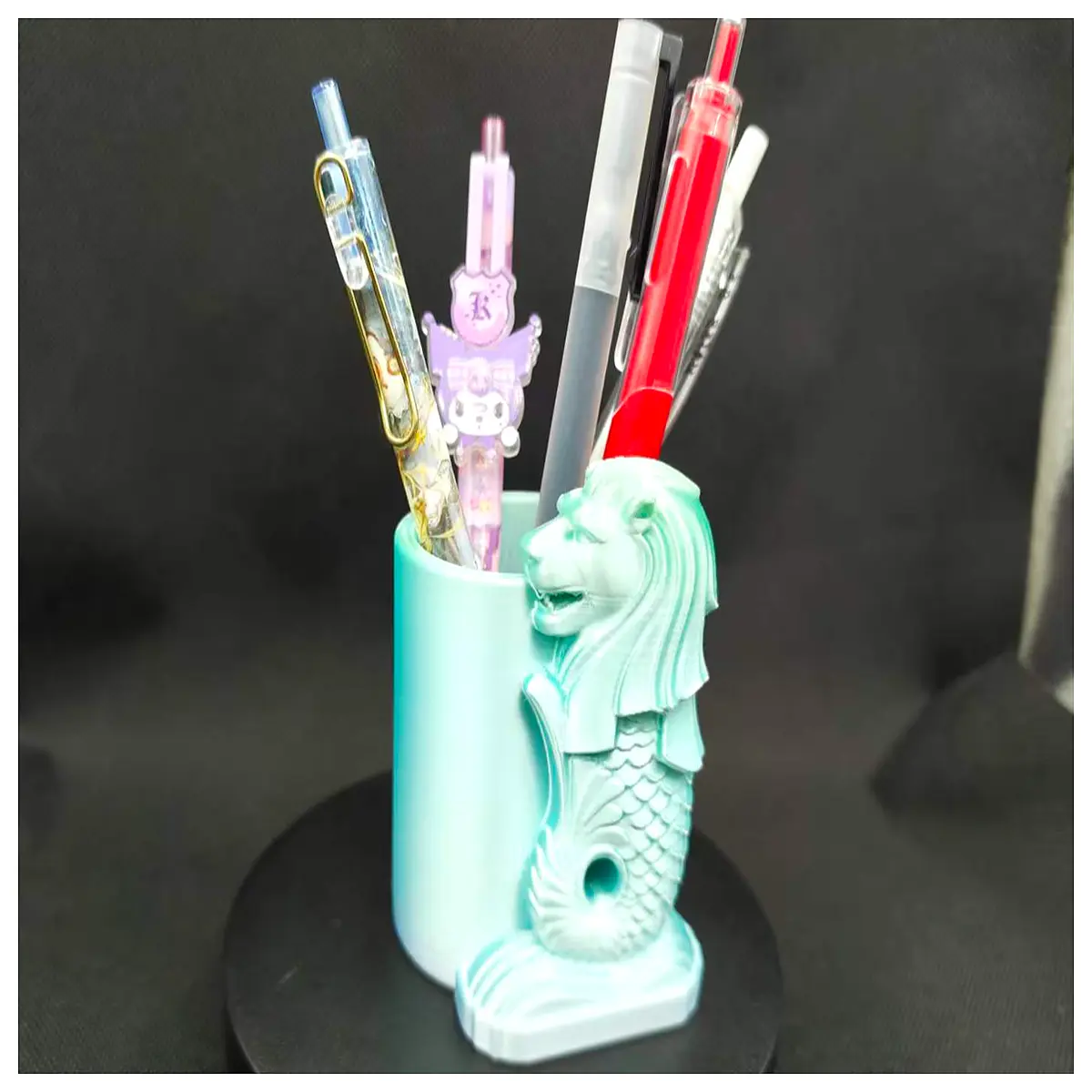 singapore merlion desk organizer pen holder statue office students souvenir travel memento