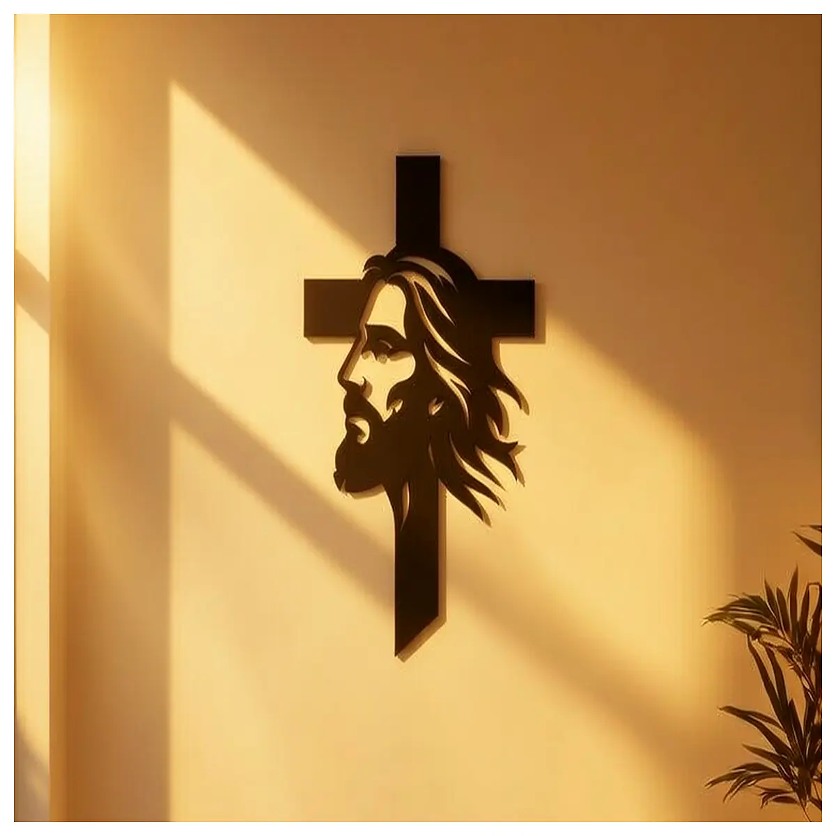 jesus christ crucifix wall art religious home decor christian faith symbol gold silver metal plaque inspirational quote gift