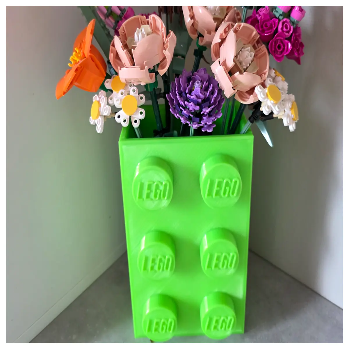 diy building block flower vase set brick plant pot for desk decor modular plastic toy assembly