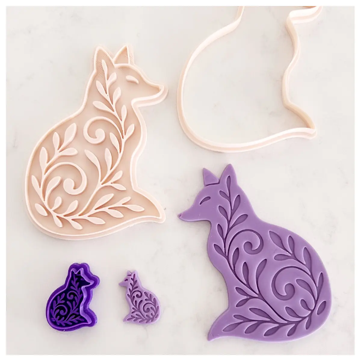 fox shaped cookie cutter and polymer clay for baking air dry clay crafts cute animal stamp tool