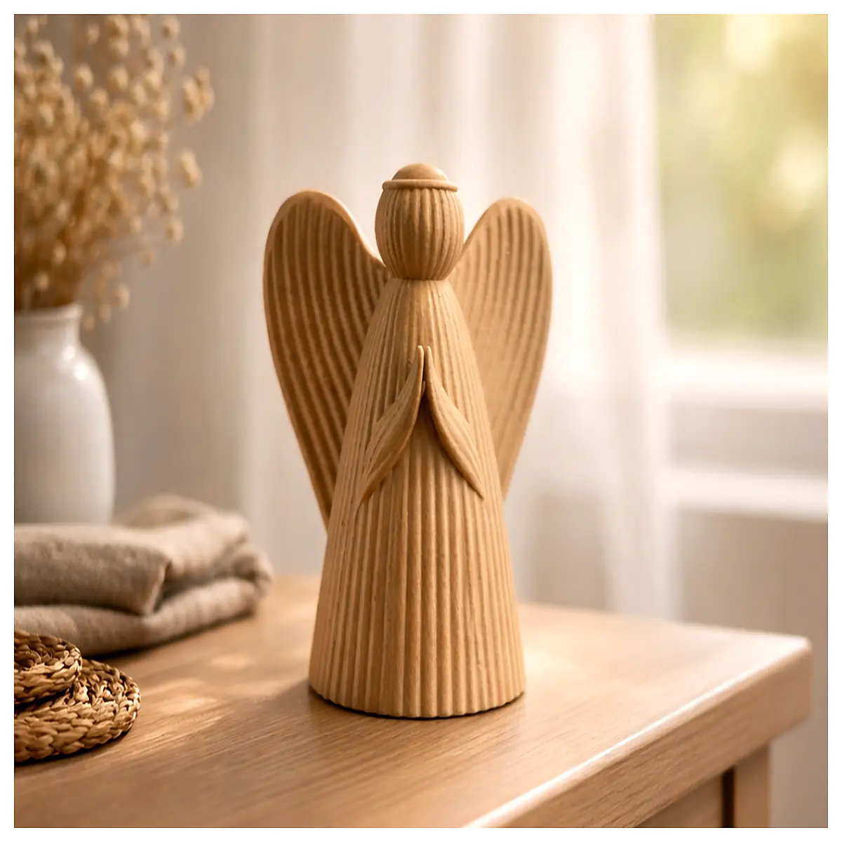 hollow ribbed angel figurine home decor nursery shelf ornament