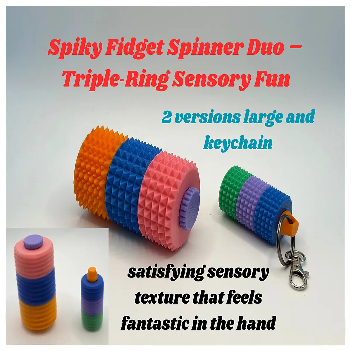 fidget spinner for adults stress relief toys 3 ring sensory spinning toy set anti anxiety tool for hands and brain