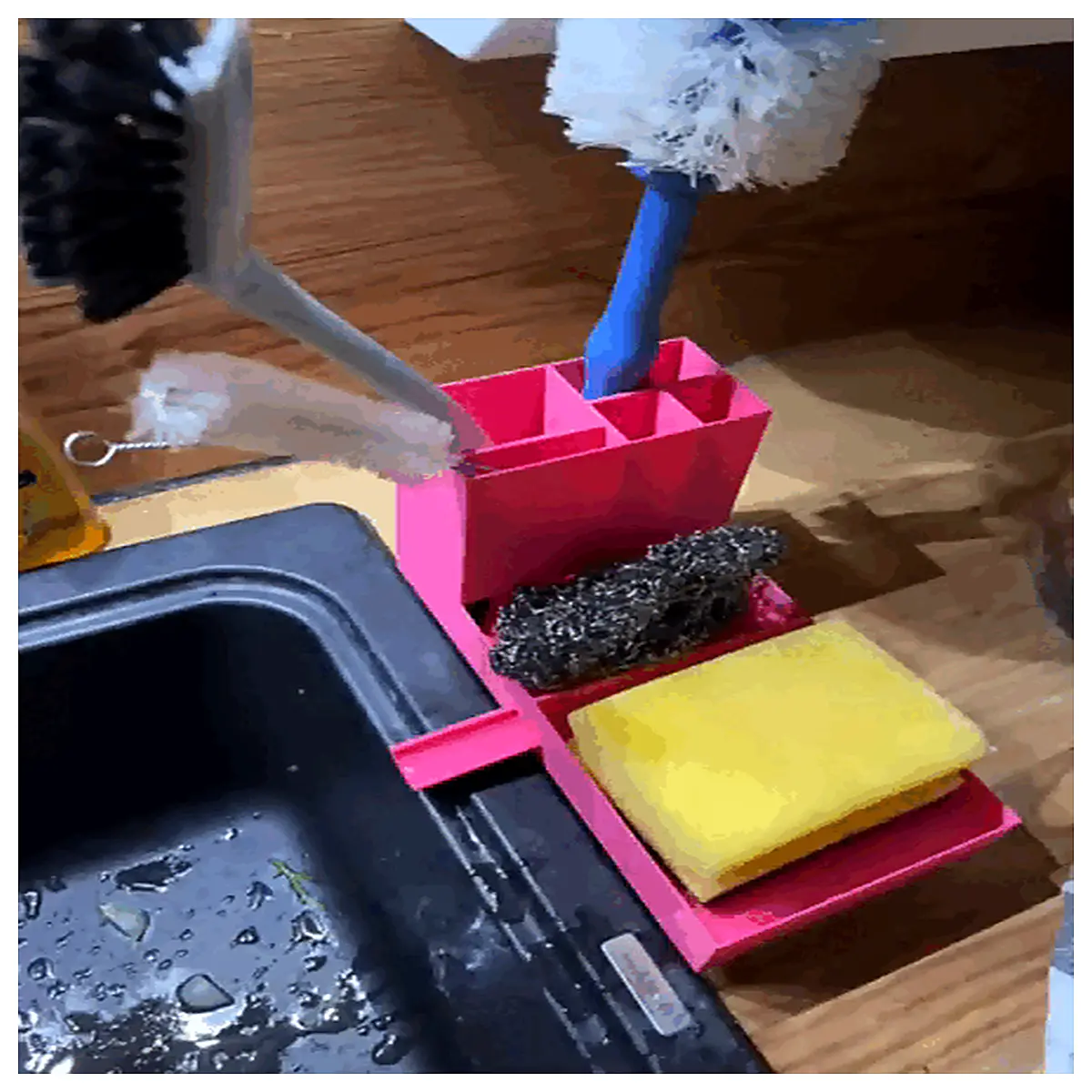 sponge holder for kitchen sink dish sponge rack organizer with drip tray suction cup soap dispenser