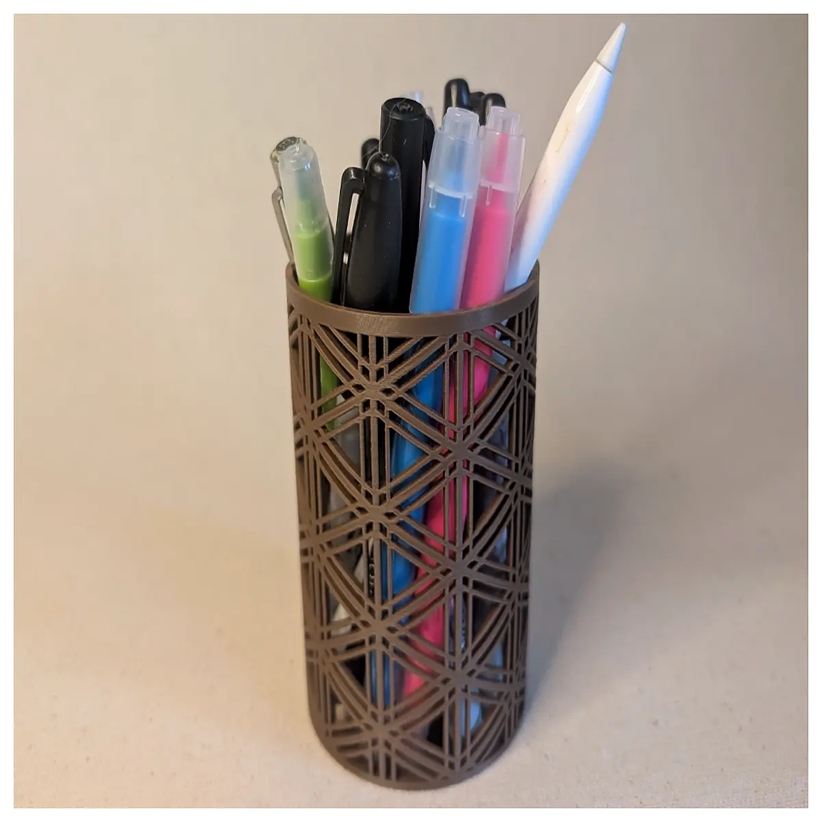 kumiko goma style desk organizer pen holder toothbrush cup bathroom vanity tray japanese minimalist aesthetic stationery storage