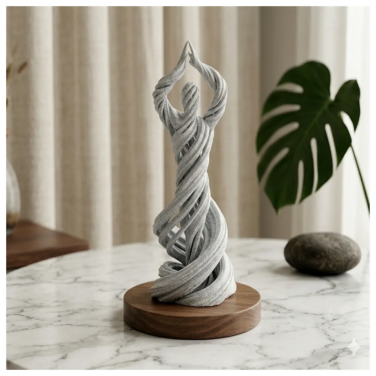 zen meditation spiral human figure statue abstract art decor modern home office sculpture