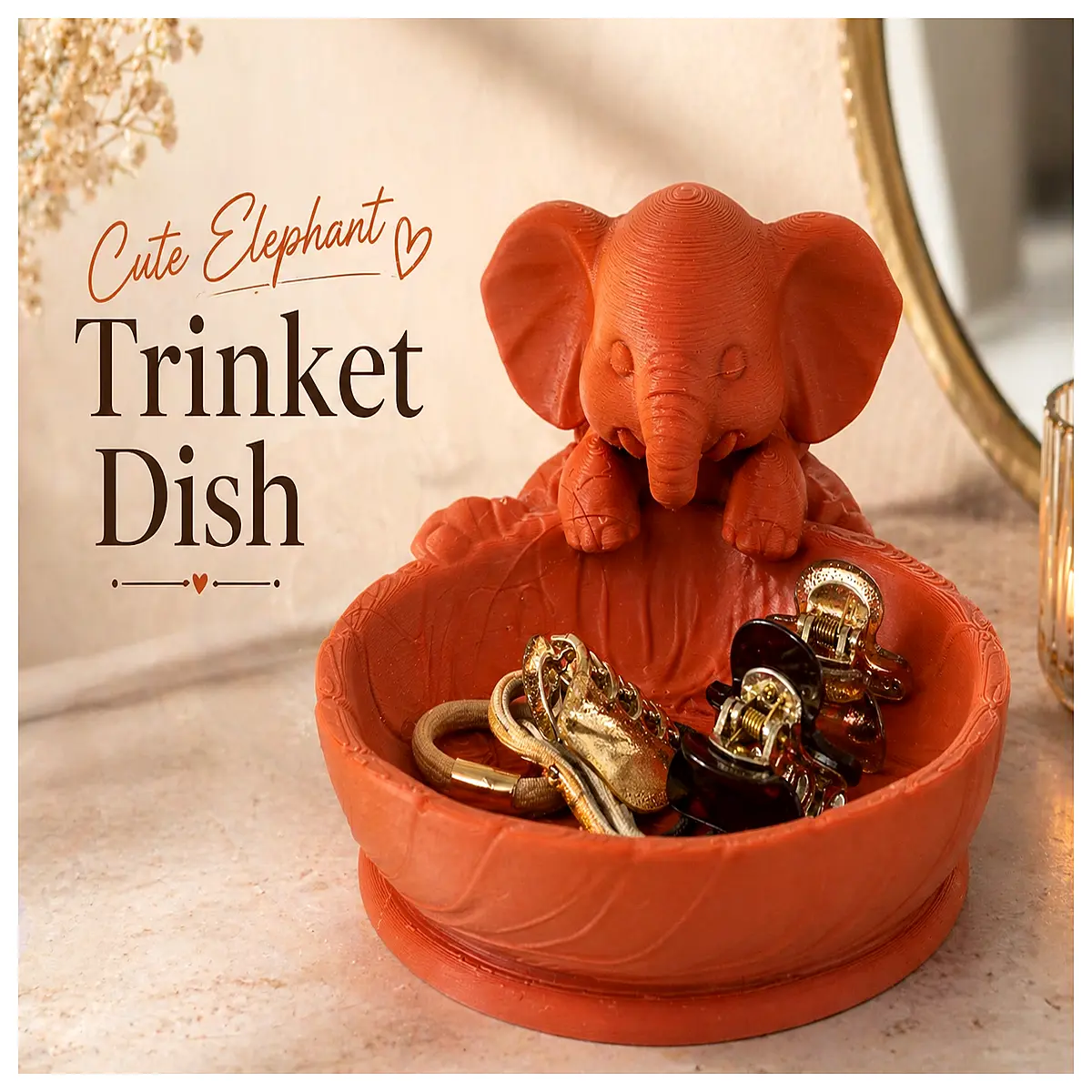 cute elephant key tray for entryway small dish organizer for keys jewelry coins home decor accent piece