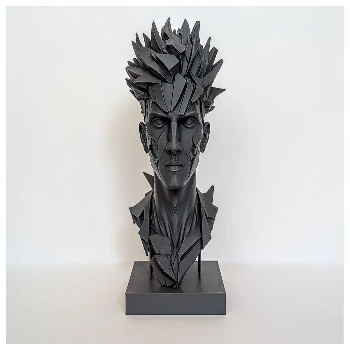 modern abstract sculpture bust head three geometric structural damage art decor for living room