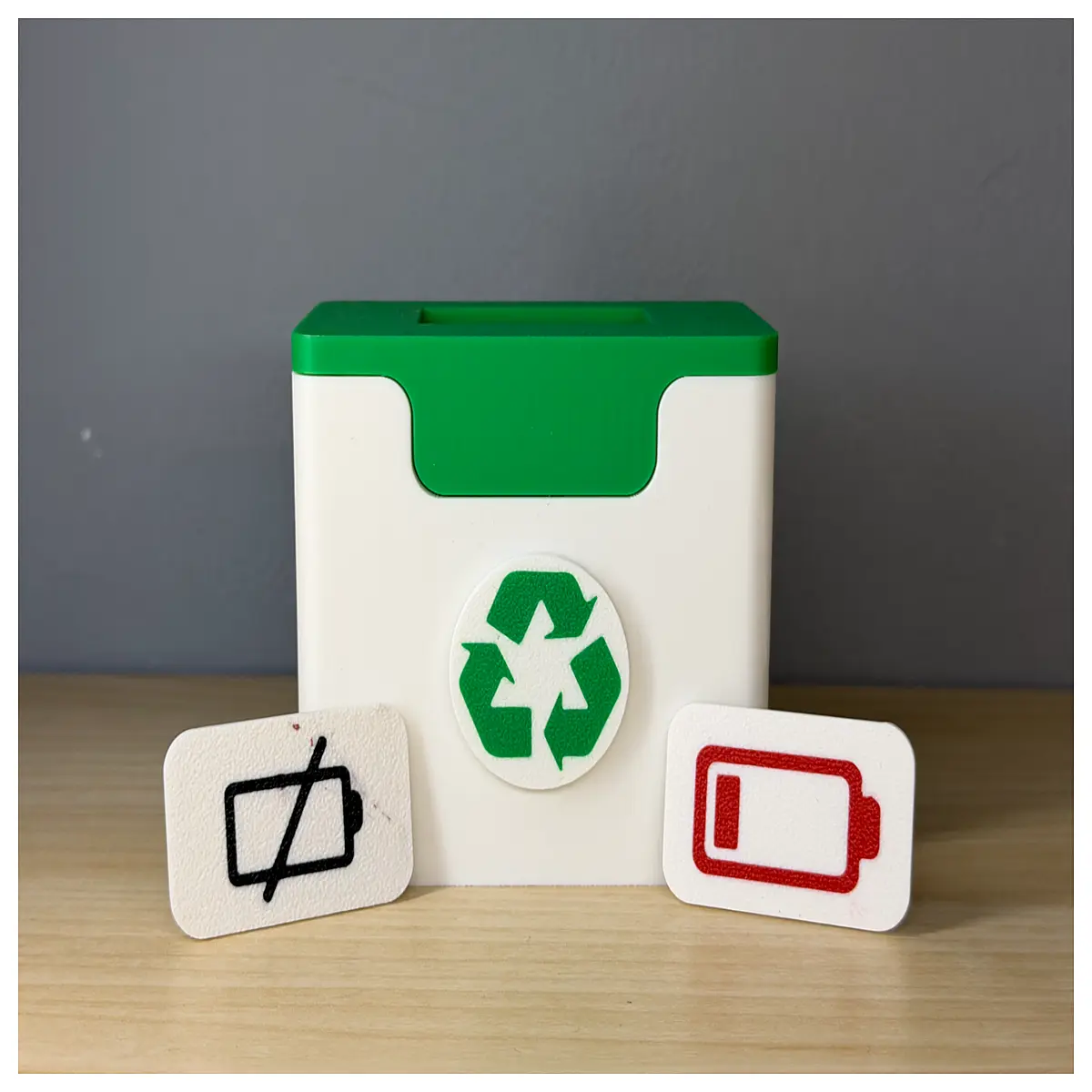 rechargeable battery disposal box with swap labels for safe home recycling