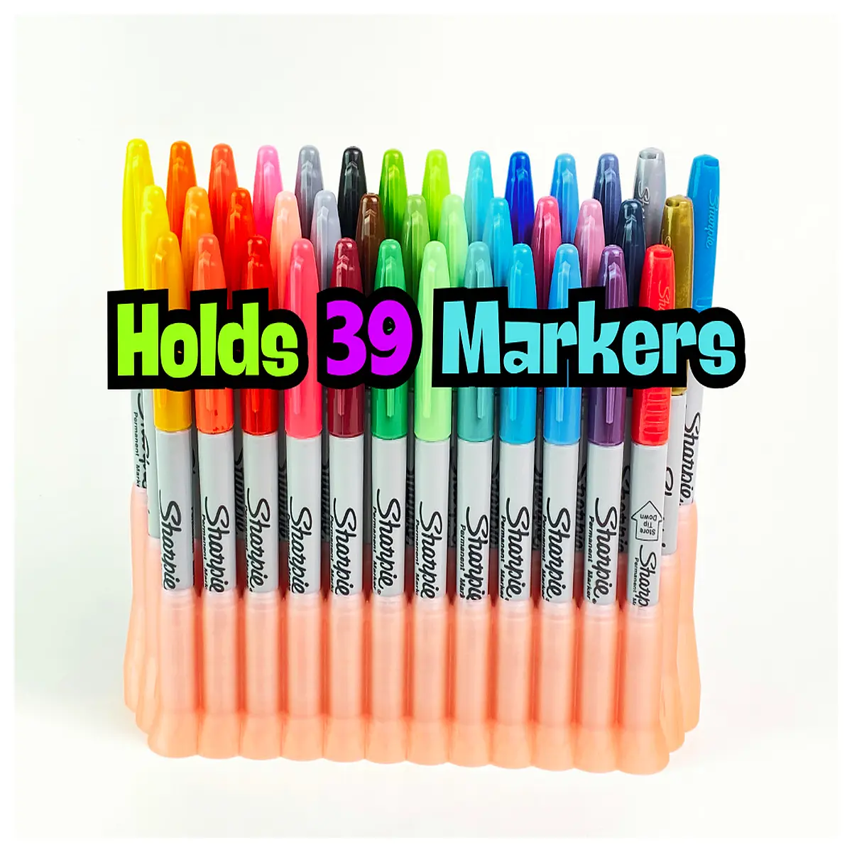 sharpie marker organizer holder for 39 pens art supply storage desk caddy