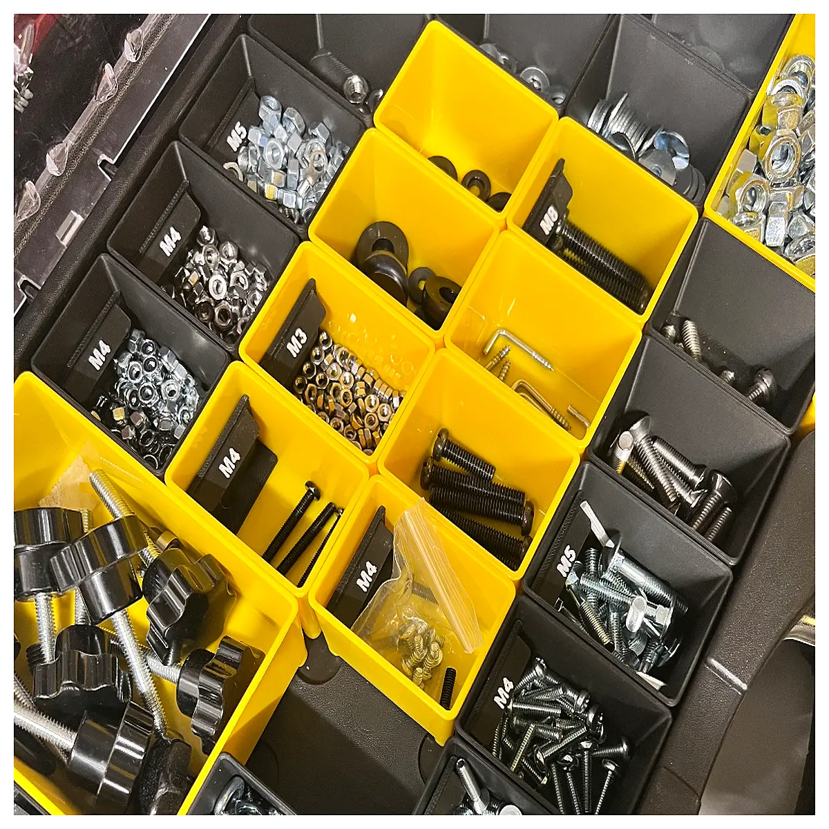 organizer insert with label holder for quick printing storage bin accessories