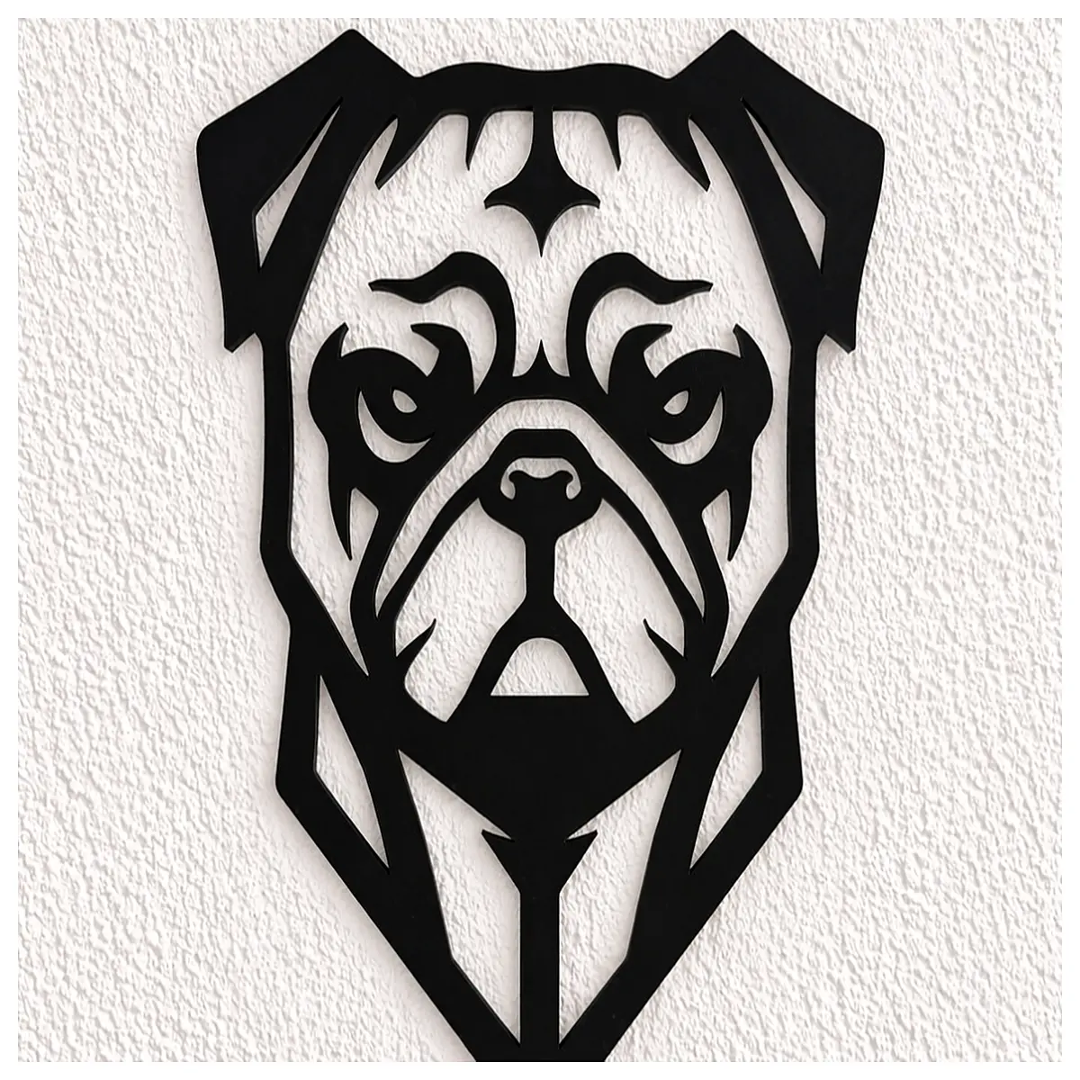 geometric bulldog head wall art metal sculpture modern minimalist home decor office desk ornament