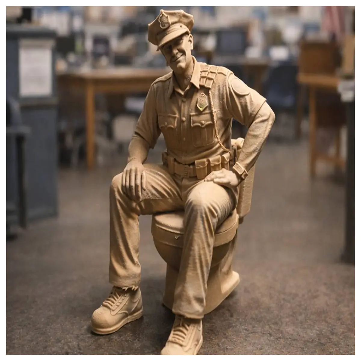 funny police officer sitting on toilet gag gift prank joke novelty humor
