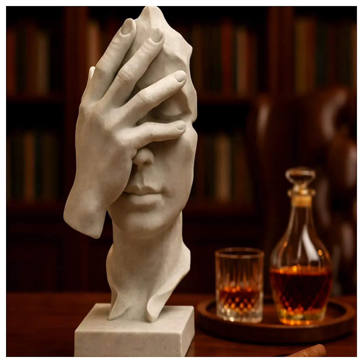 modern marble face sculpture abstract art decor home office statue