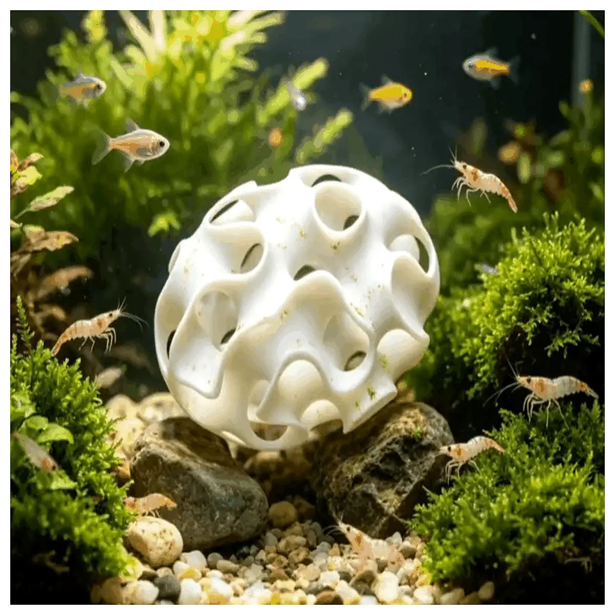 egg shaped fish shrimp hideout cave shelter aquarium decoration hiding spot for betta guppy neon