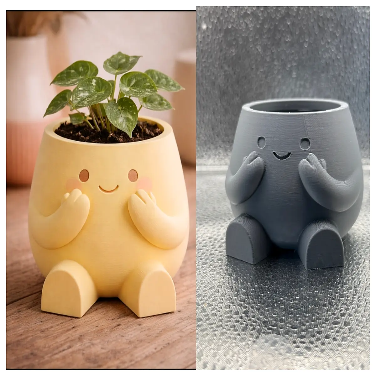 cute happy flower pot home decor adorable succulent planter for desk whimsical ceramic vase aesthetic room styling