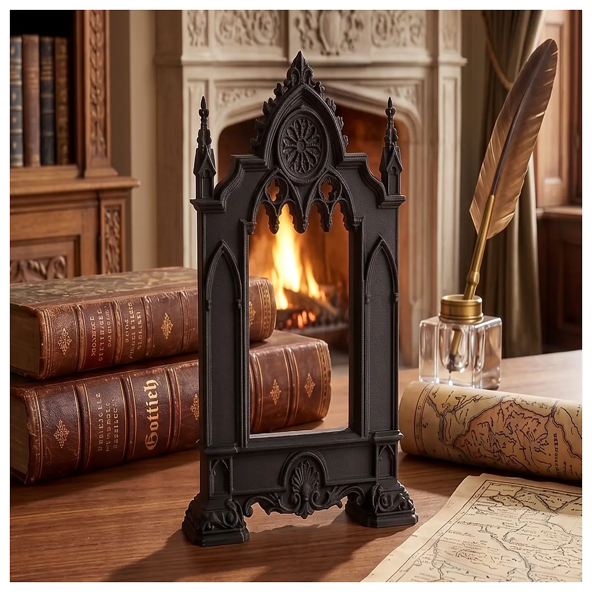 gothic standing photo frame ebony dark art goth decor macabre victorian portrait easel