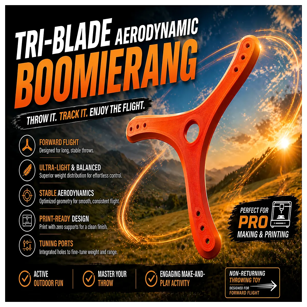 3 blade throwing toy safe return design for kids adults outdoor camping adventure gear