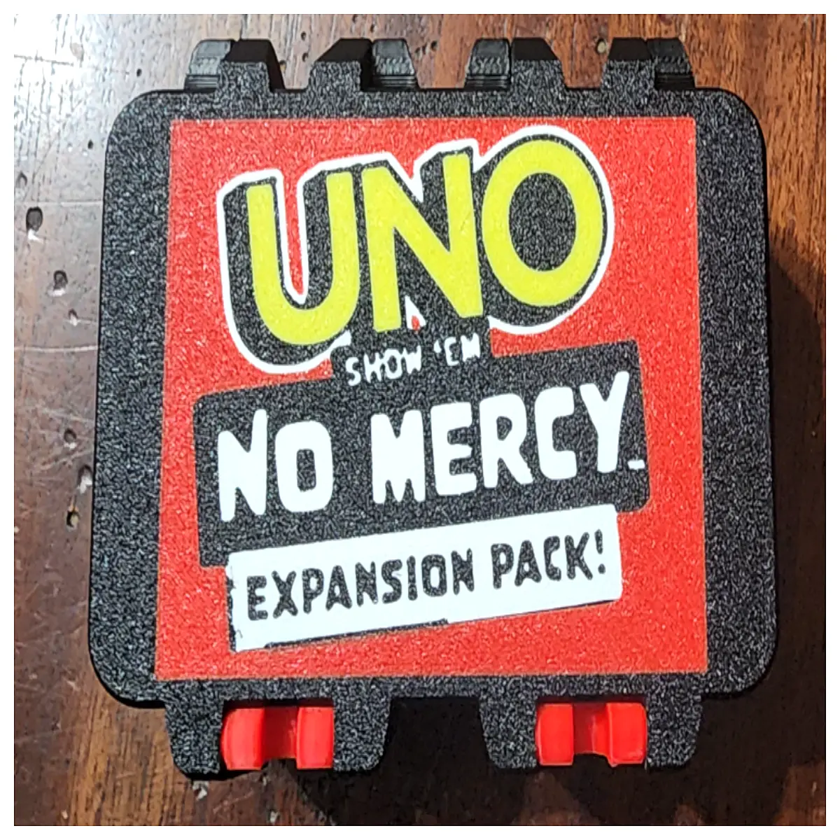 uno card storage box with clips for no mercy expansion deck organizer travel case
