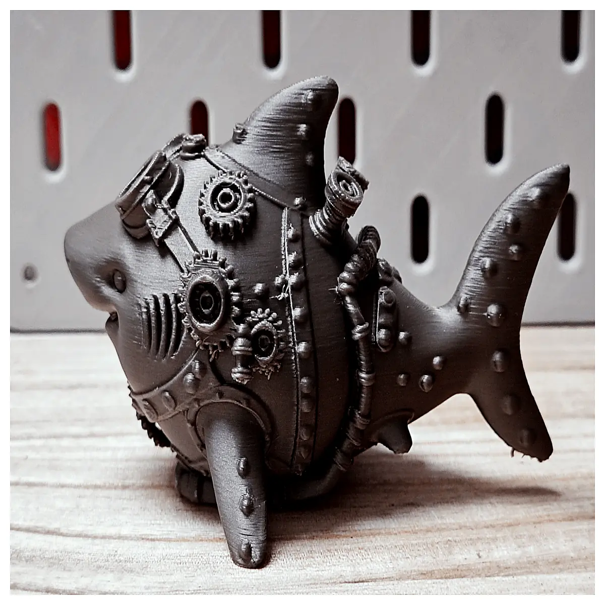 steampunk white shark brass clockwork sea toy vintage industrial ocean predator figurine gothic marine art collectible