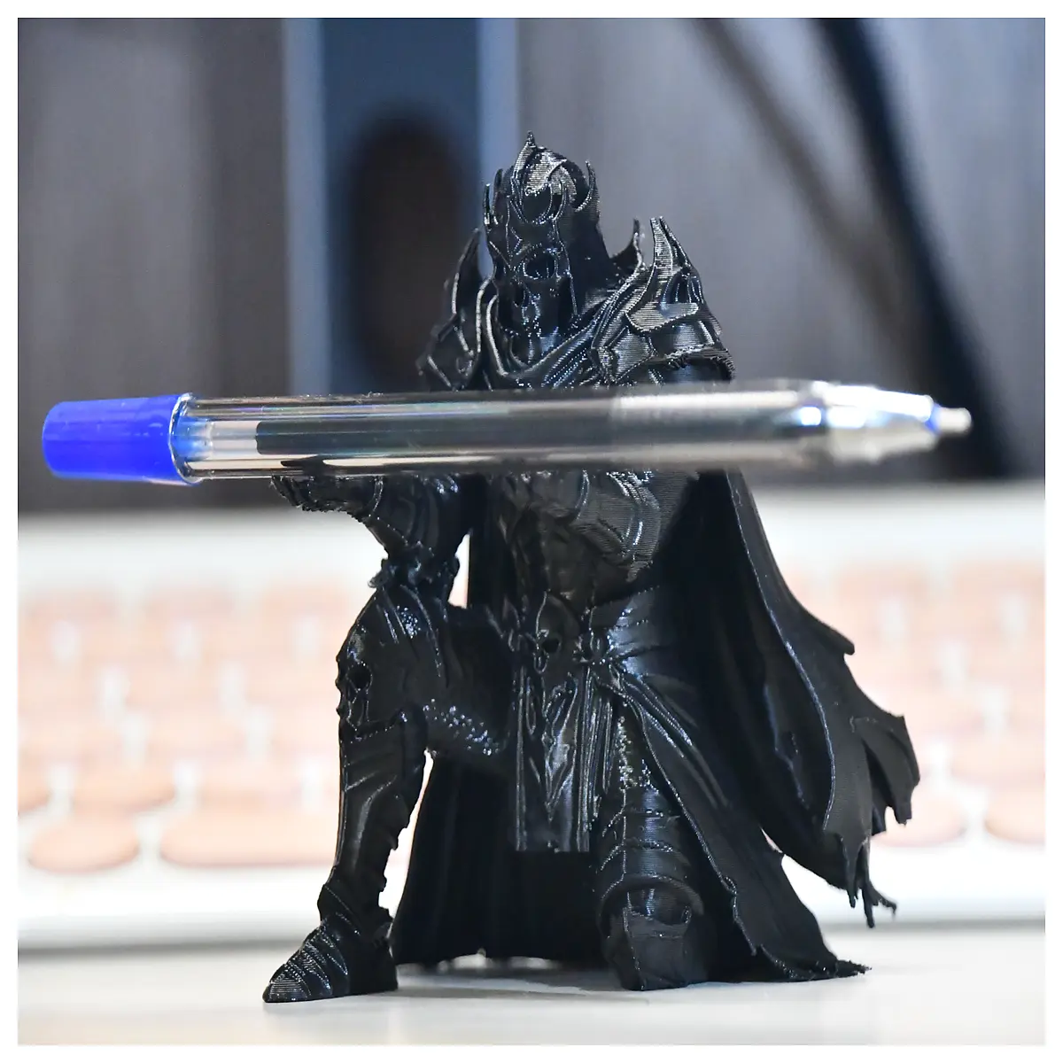 gothic skeleton knight pen holder desk organizer for calligraphy fountain pens and quill holders