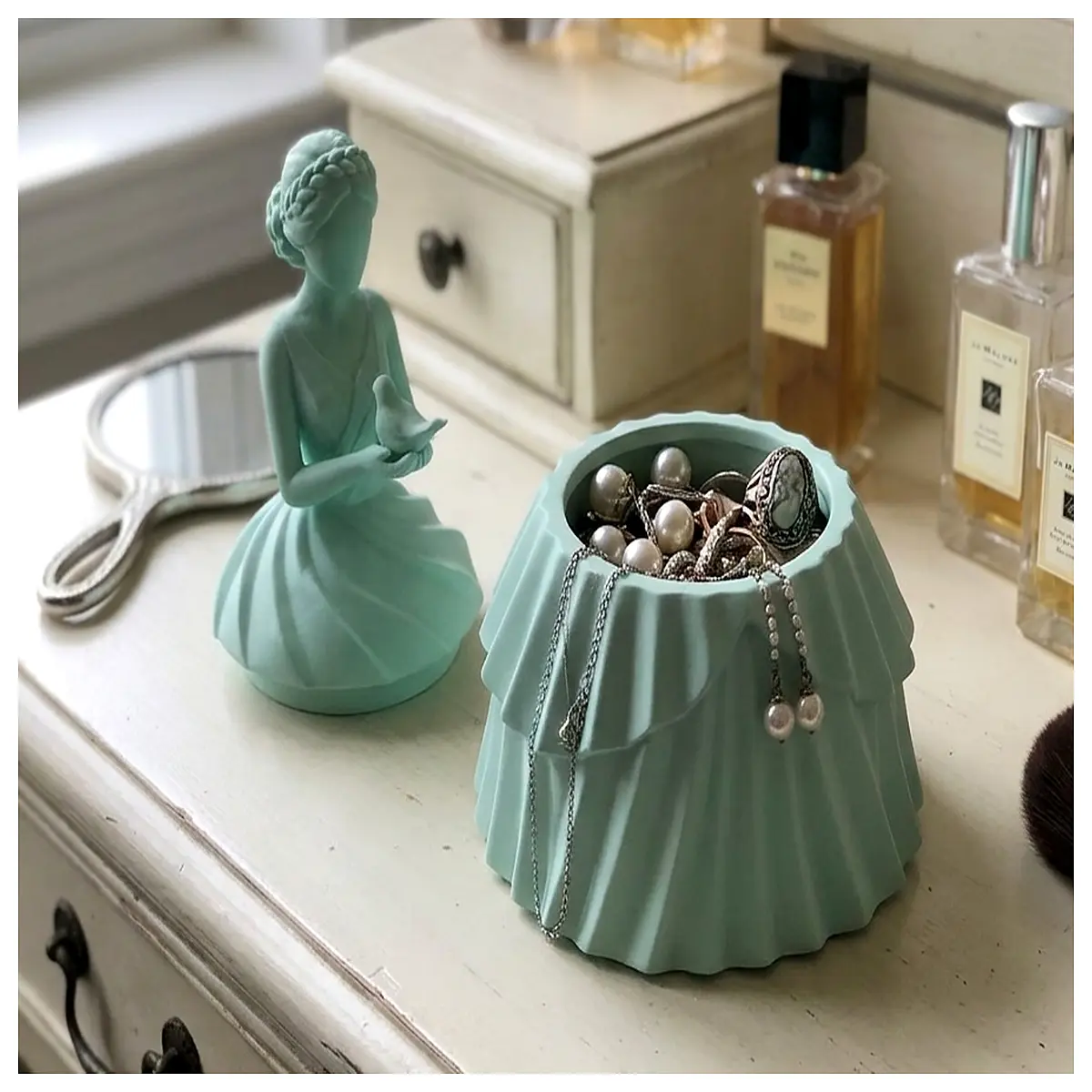 whimsical fairy bird jewelry dish with lid boho trinket tray for rings earrings necklaces dreamy storage box for small accessories