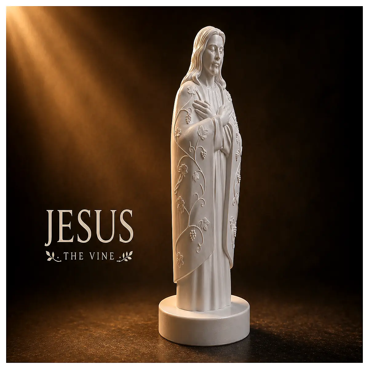 resin wine glass cross statue catholic religious decor for home altar jesus christ on grapevine art piece