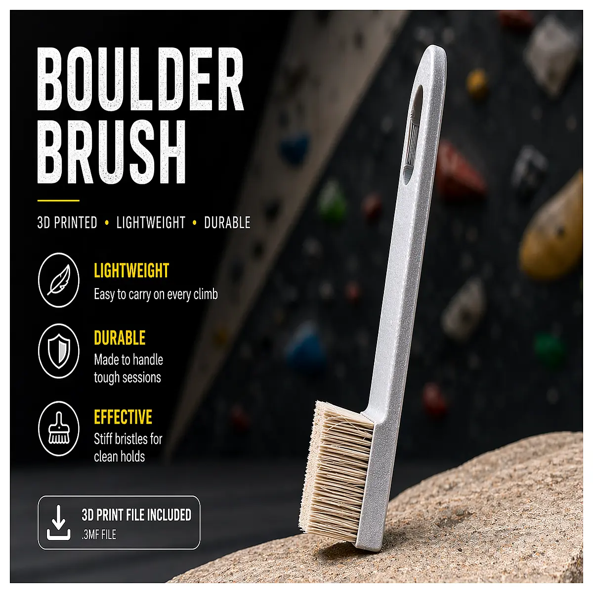 lightweight bouldering brush for cleaning holds durable rock climbing gear