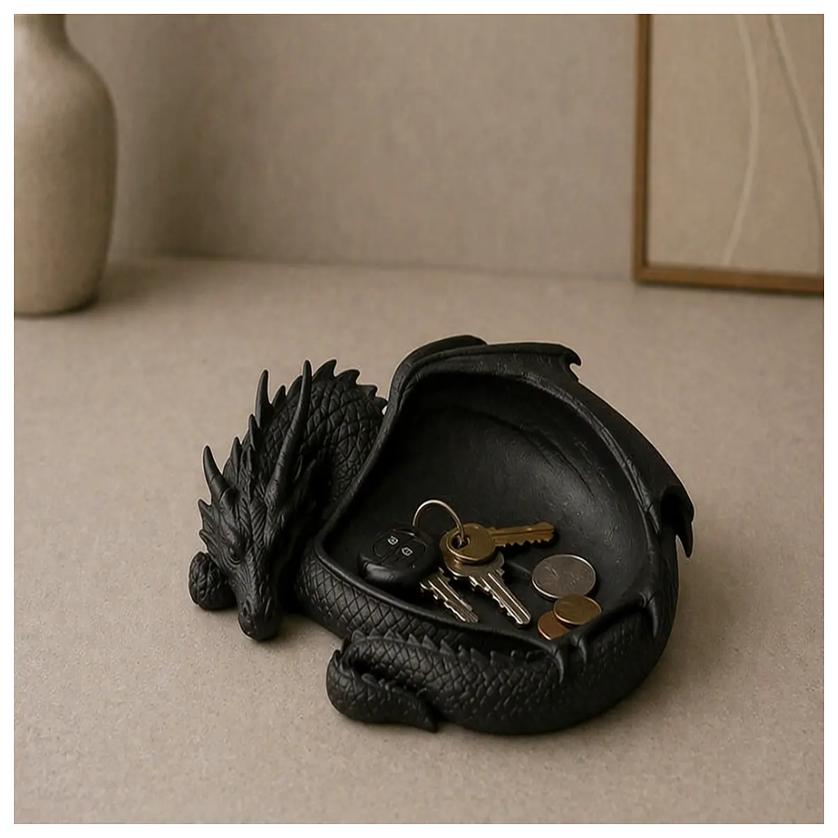 dragon figurine dish for keys jewelry holder mystical home decor office desk organizer small trinket tray