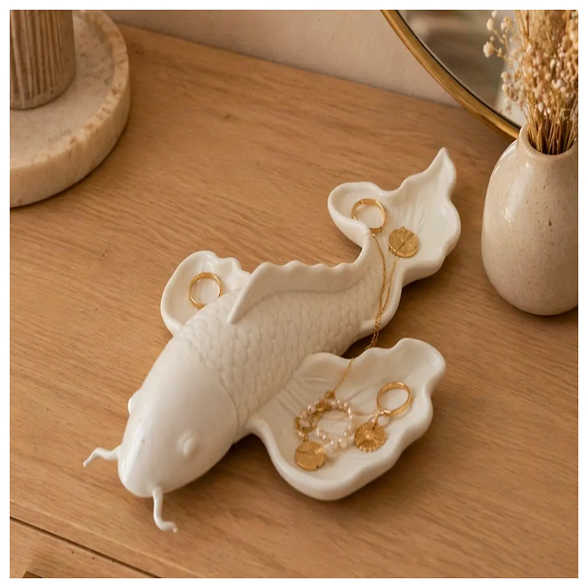 koi fish decorative plate elegant harmony home tableware ceramic art kitchen