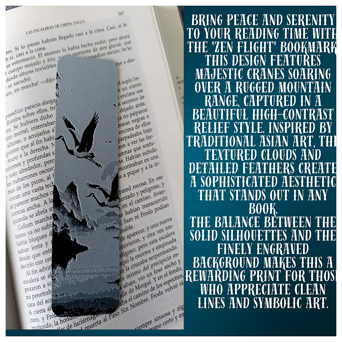 japanese crane mountain bookmark readers literary stationery aesthetic reading accessory