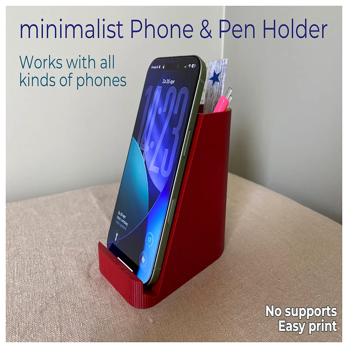 minimalist desk organizer with pen holder and phone clean aesthetic desktop accessories for office