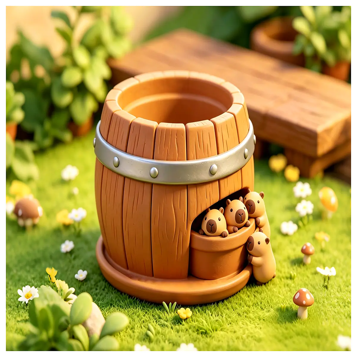 cute capybara succulent planter with drainage tray whimsical animal ceramic flower pot for desk decor