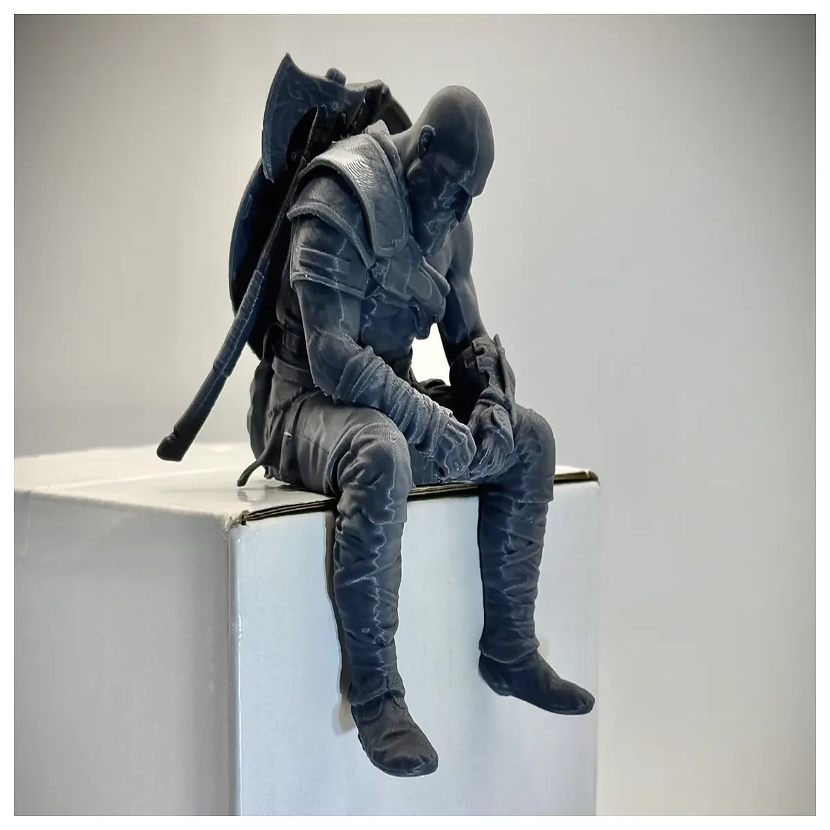 sad kratos statue shelf decor gift mini figure collectible