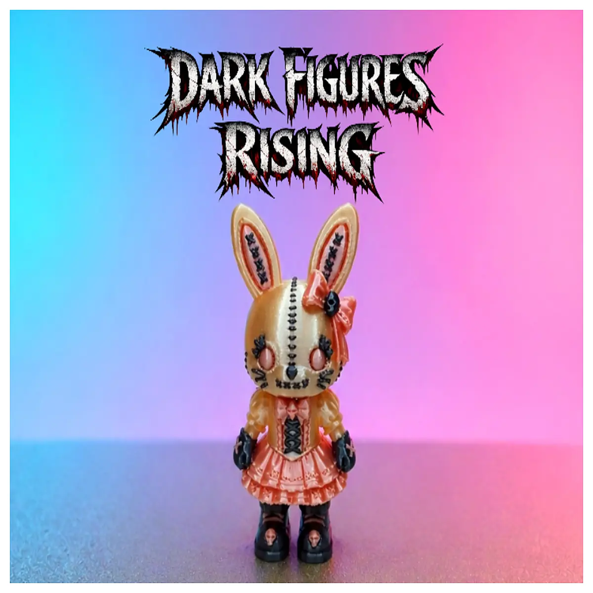 gothic lolita rabbit girl statue zipper detail dark aesthetic resin figurine collectible home decor