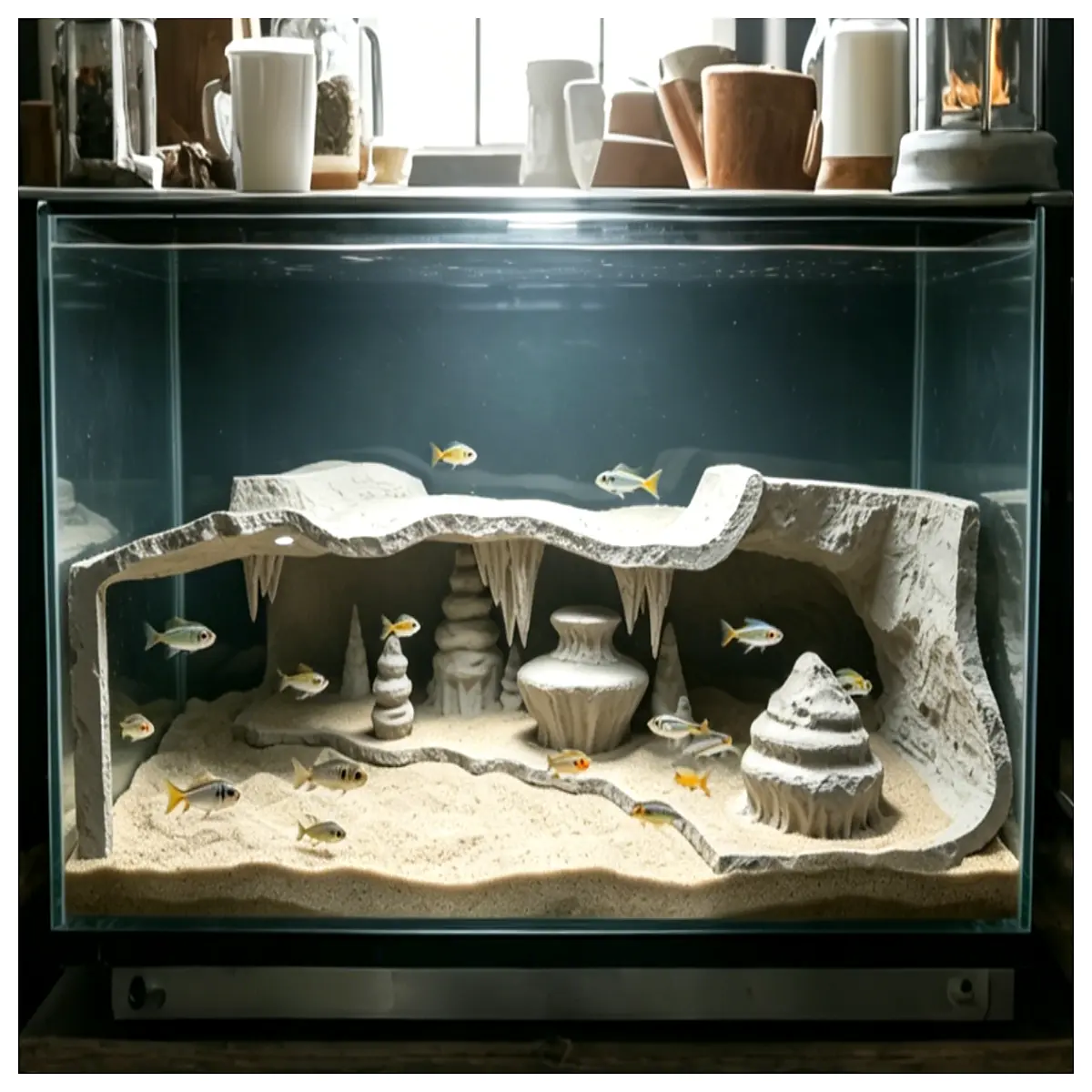 cave aquarium decoration fish tank hiding spot rocky landscape ornament for betta shrimp shelter