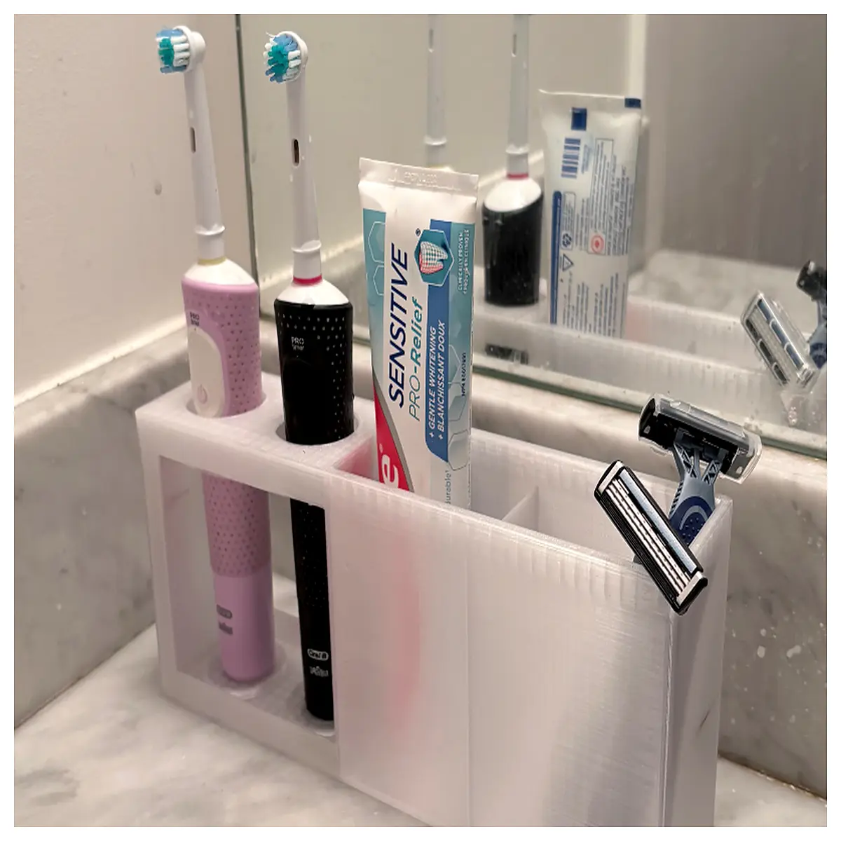 bathroom vanity organizer for electric toothbrush and holder with cup wall mounted storage rack