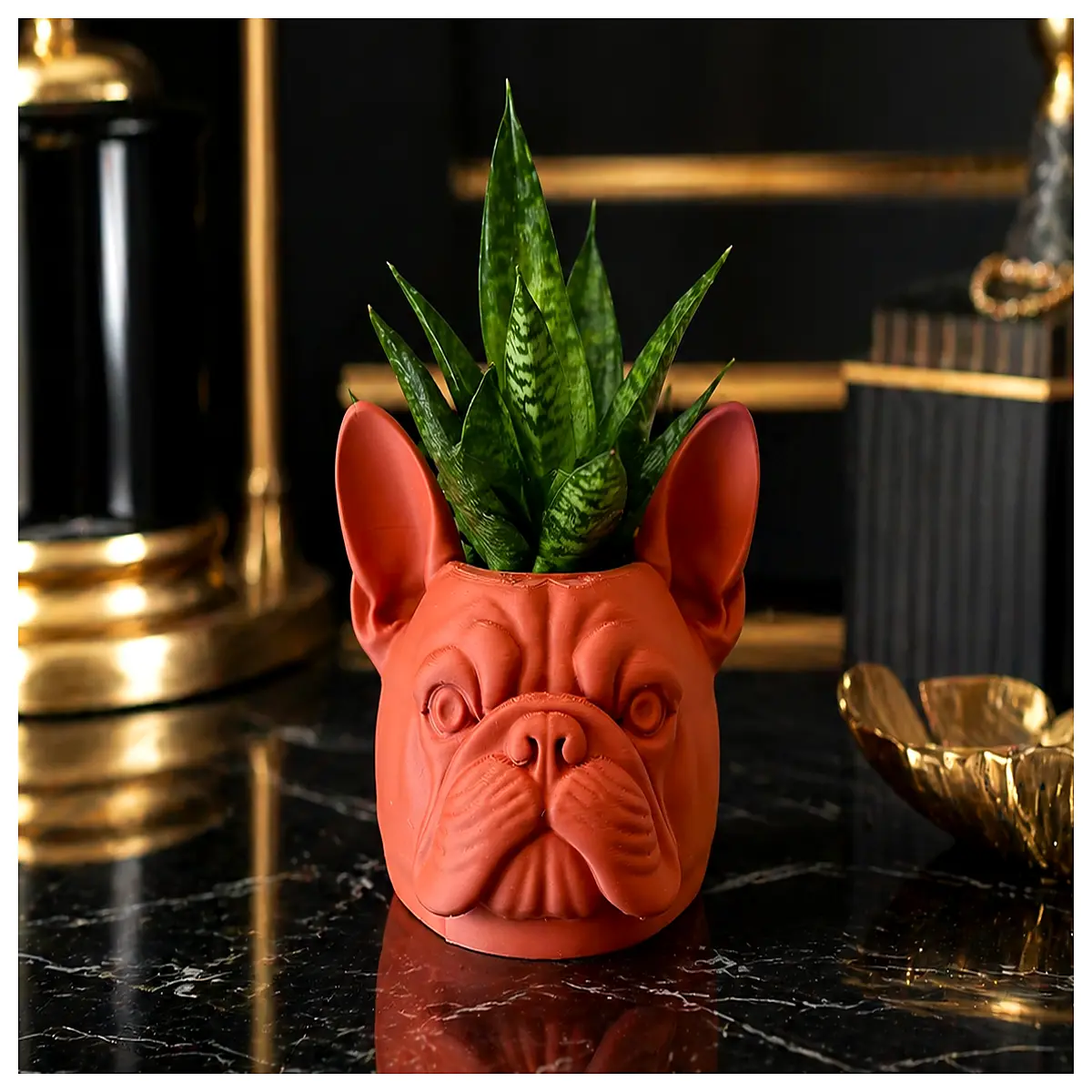 cute bulldog planter for succulents small resin dog flower pot for desk garden cartoon pet cactus vase