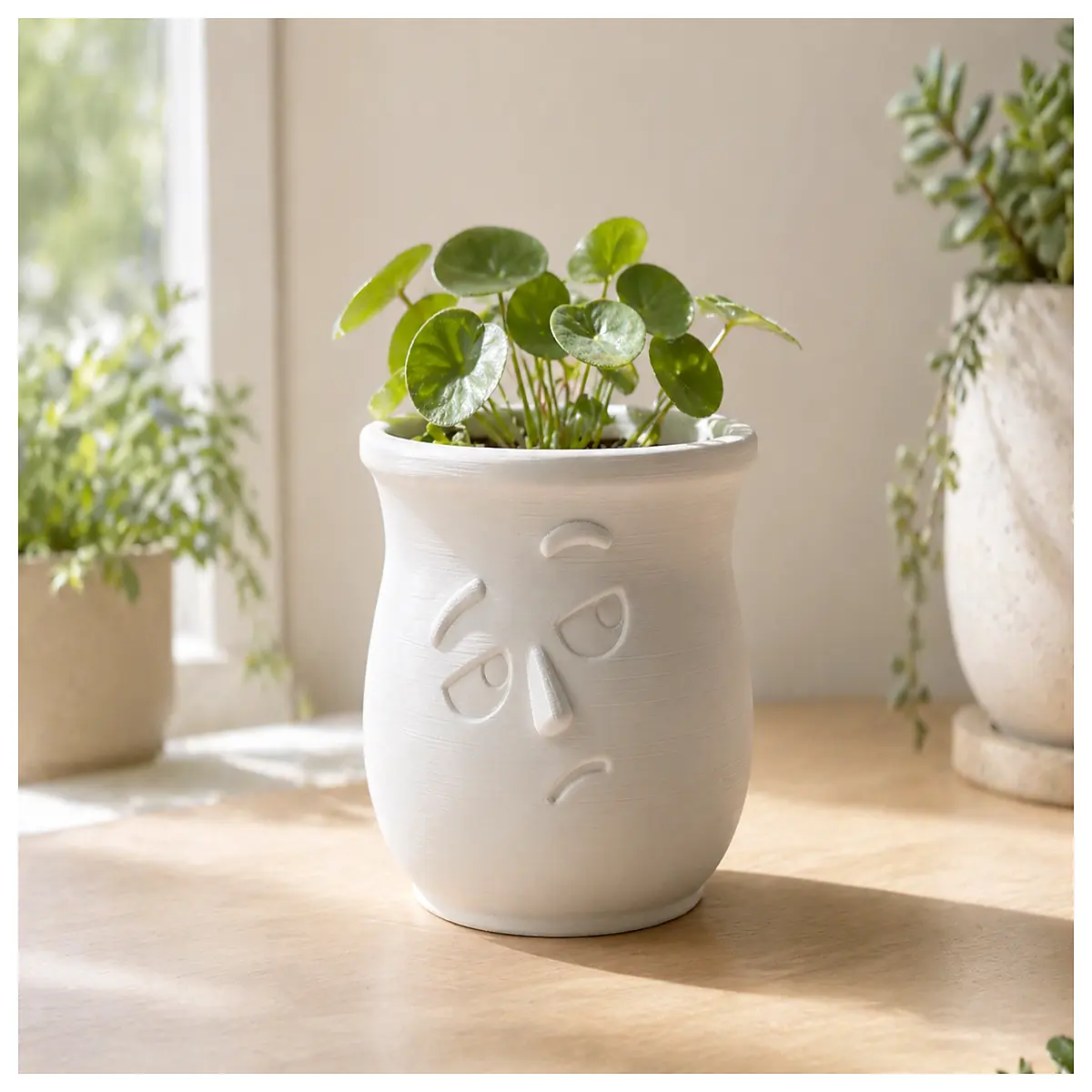 cute face planter pot for succulents funny character flower vase quirky desk decor gift