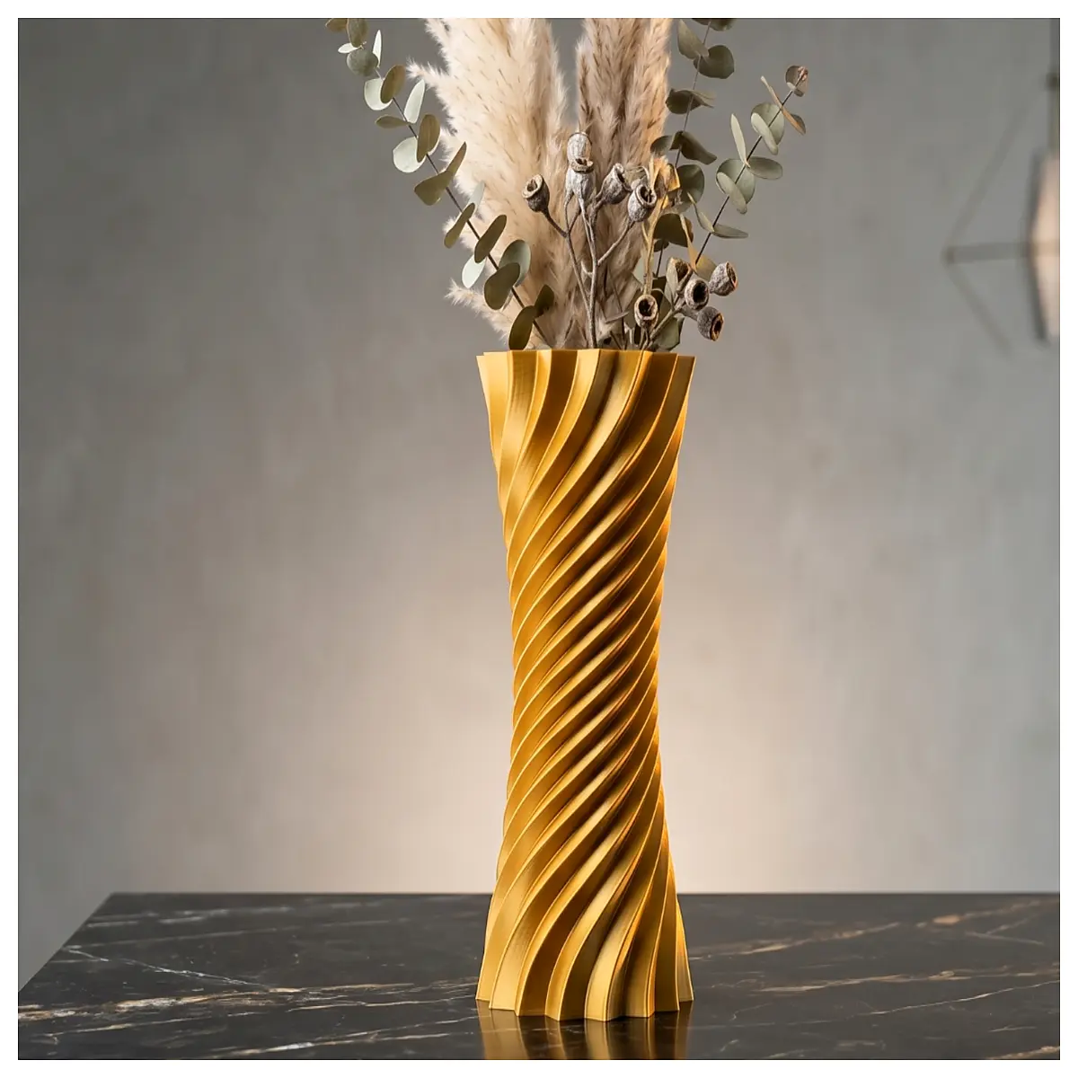 modern gold spiral hourglass vase for living room centerpiece home decor accent piece