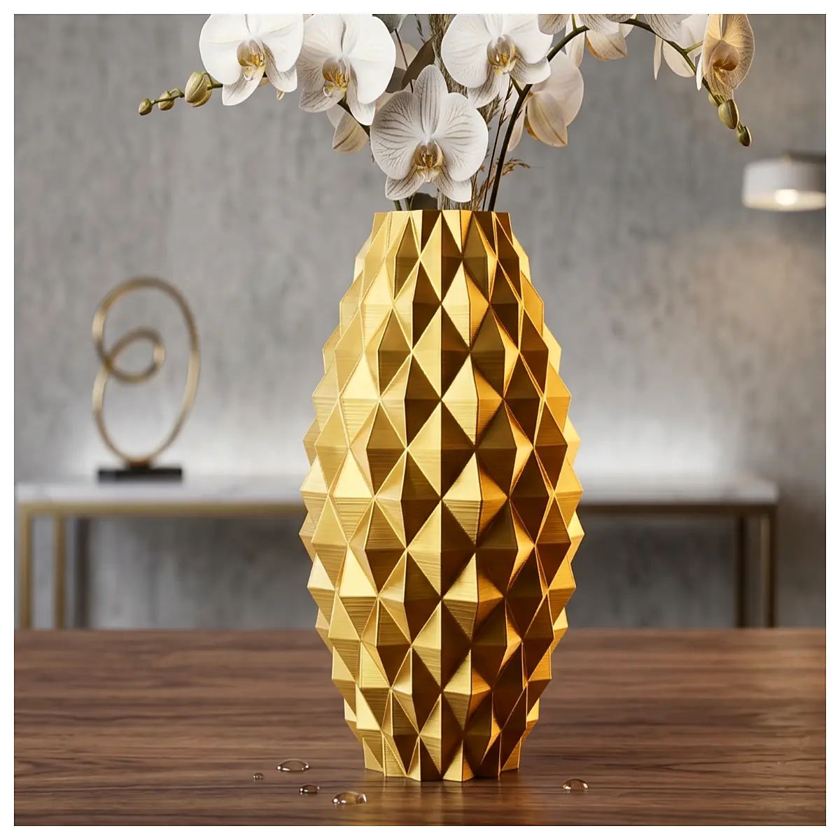 modern geometric gold vase for home decor abstract metal flower holder centerpiece