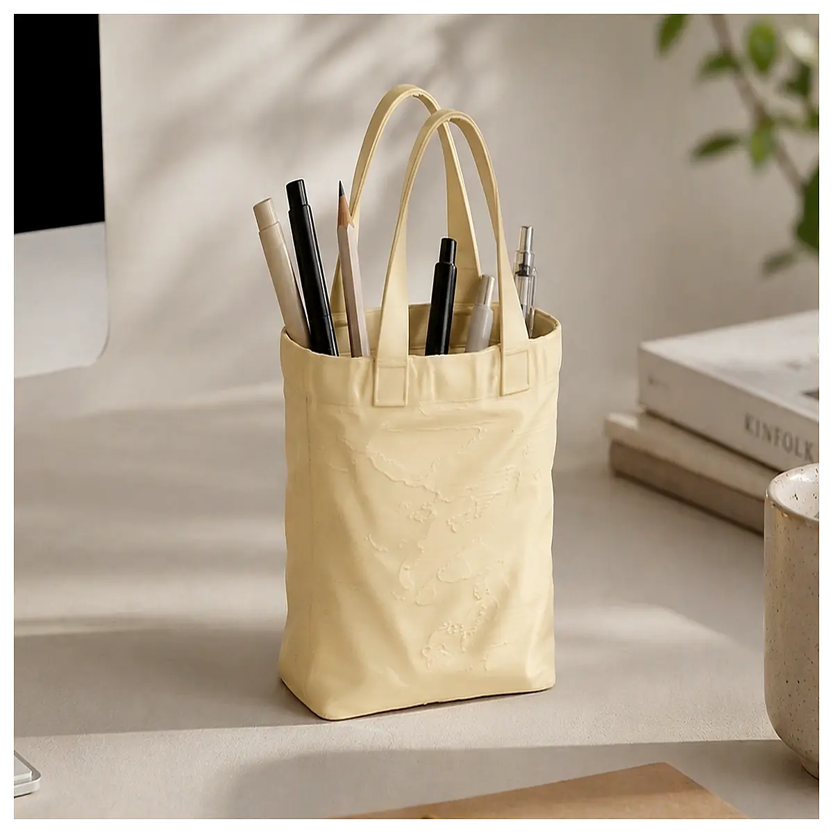 portable pencil case bag with handle desktop organizer pouch for stationery supplies travel cosmetic clutch