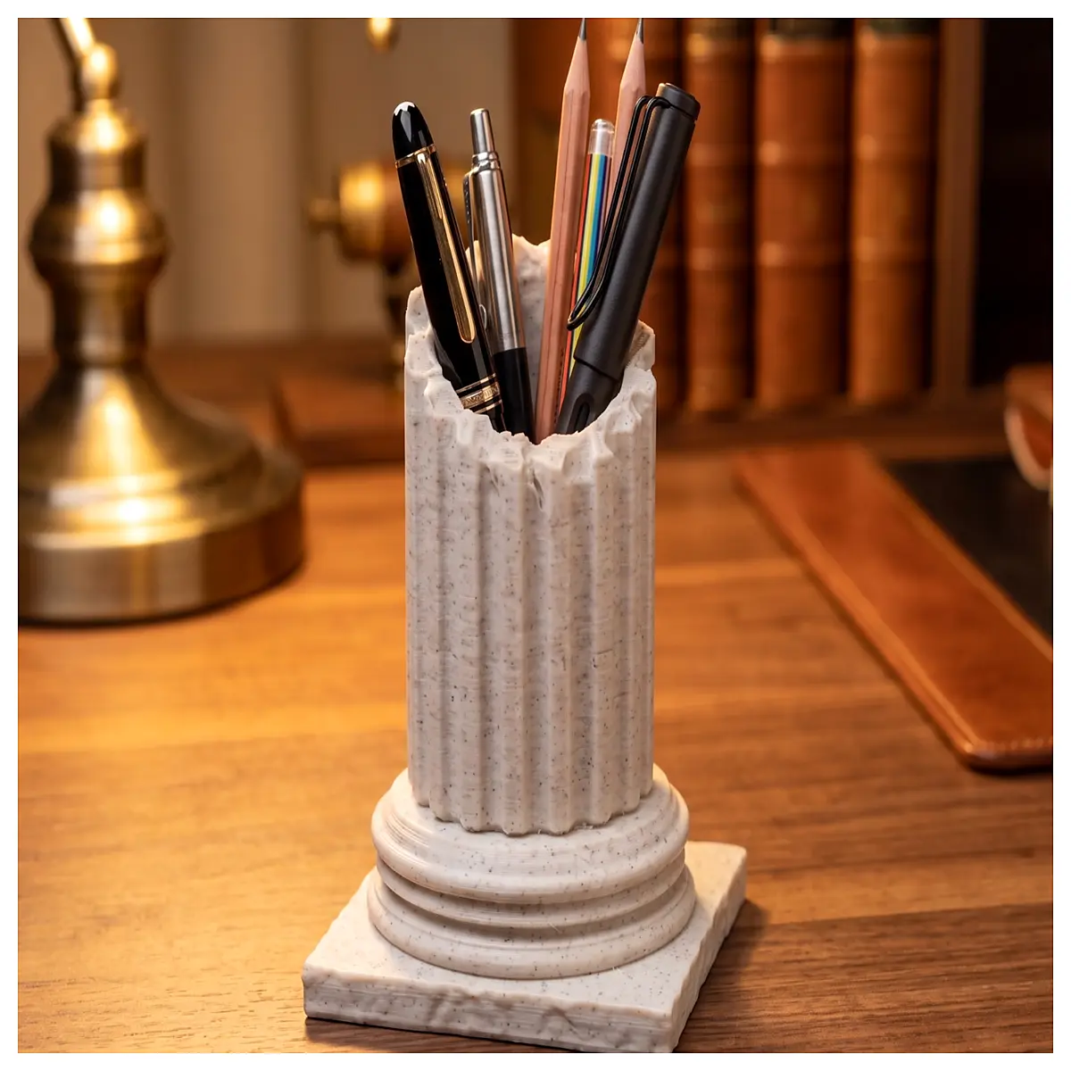 roman column desk organizer pen holder classical architecture office supplies vintage style pencil cup