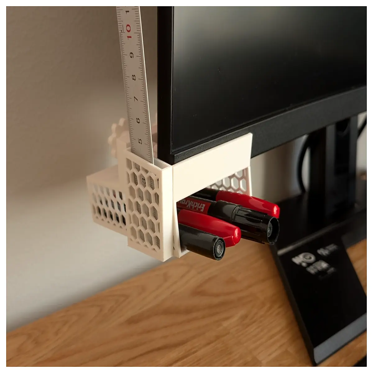 desk organizer pen holder ruler under monitor storage tray for office desk accessories