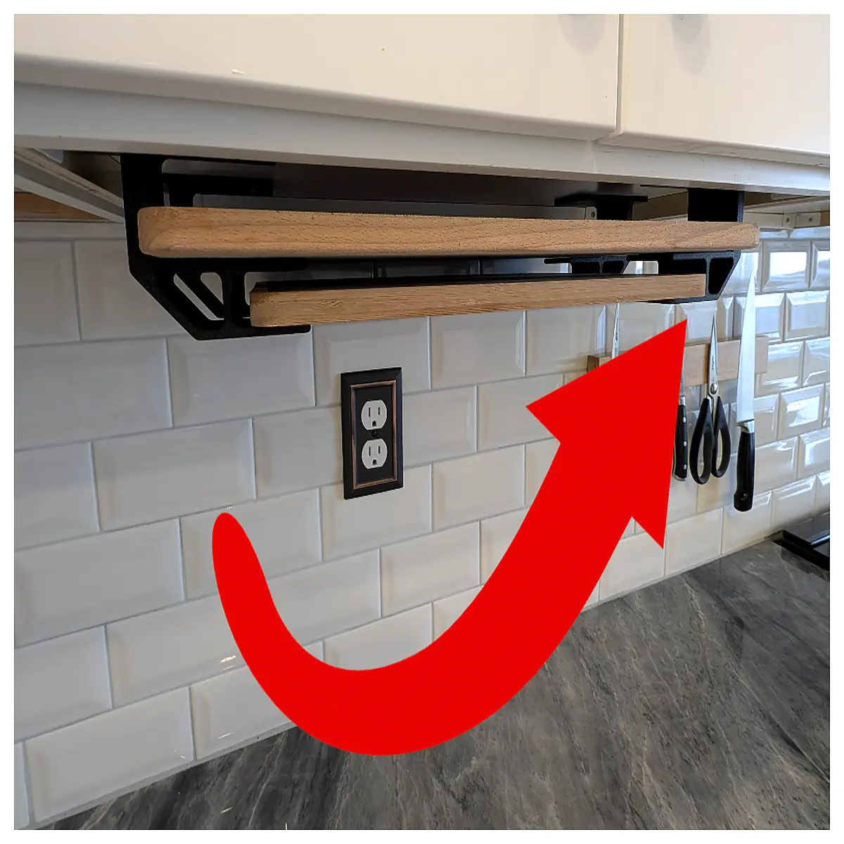 under cabinet hanging cutting board holder organizer rack storage for kitchen countertops space saving