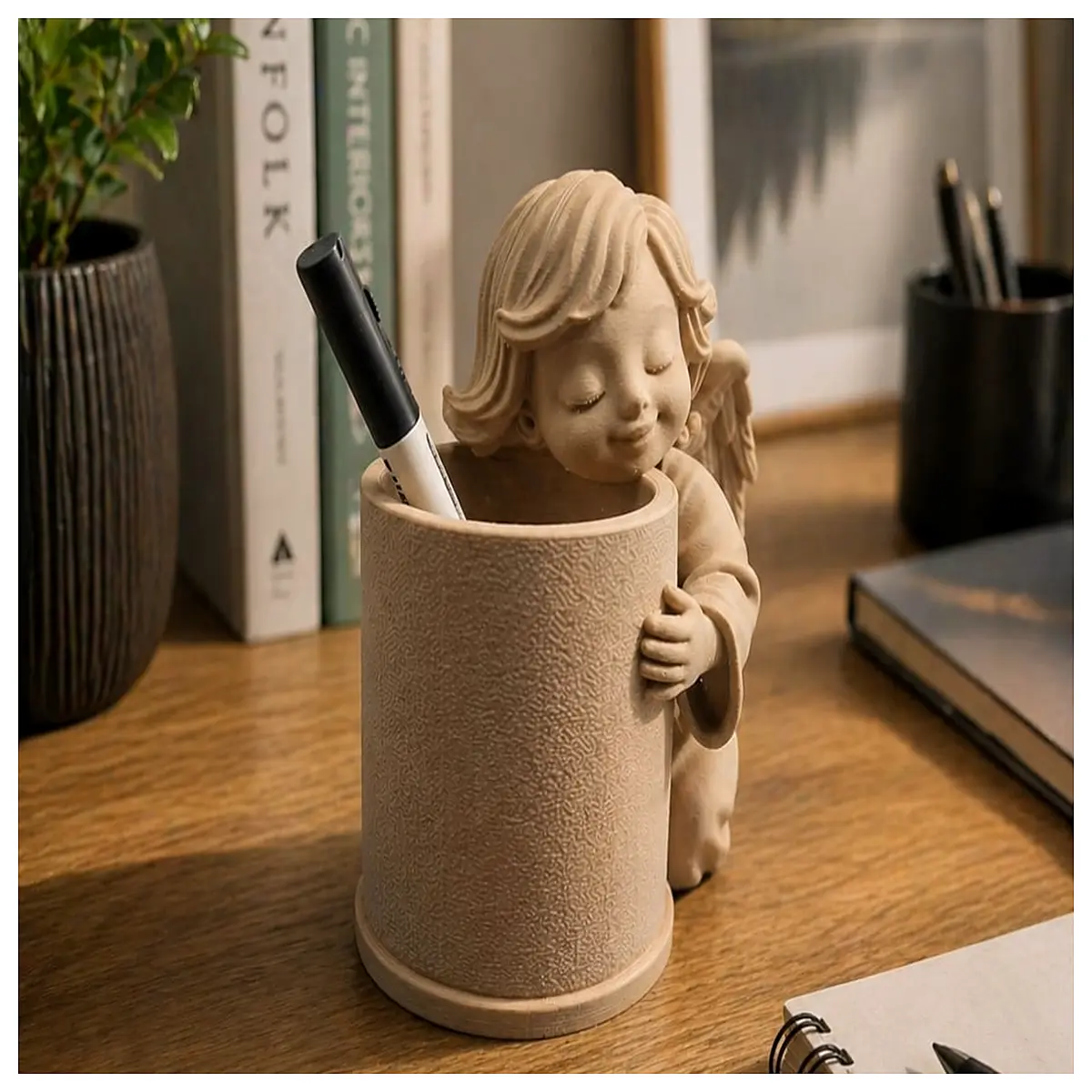 cute angel pen holder desk organizer for school supplies stationery gift