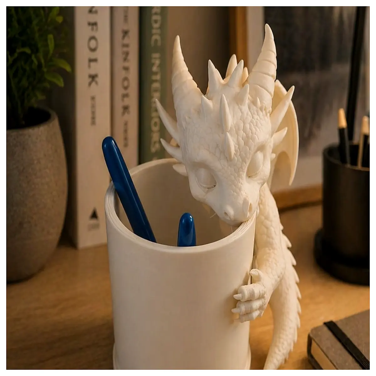 cute dragon desk organizer pen holder for kids office supplies